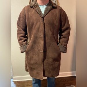 Lands End Suede and fur coat